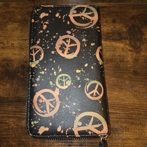 No Boundaries Black and Orange Peace Pattern Wallet